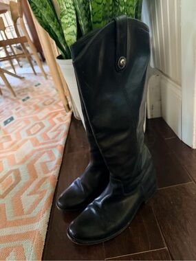 Frye Melissa Button boot size 7- Tall Black Leather Riding Boots